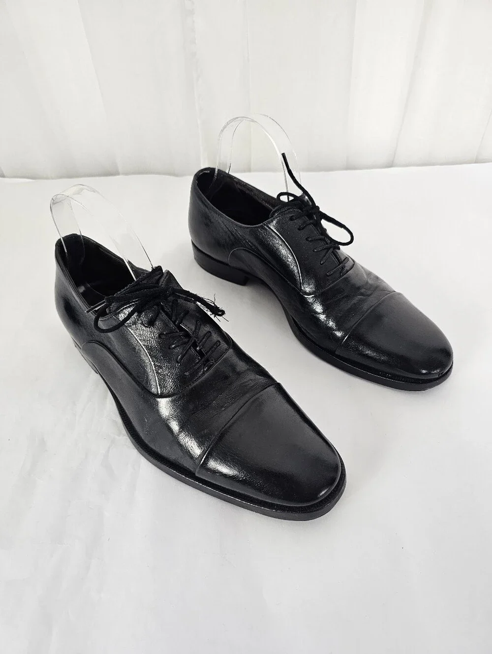 Bruno Magli Maioco Black Leather Cap Toe Oxfords Shoes